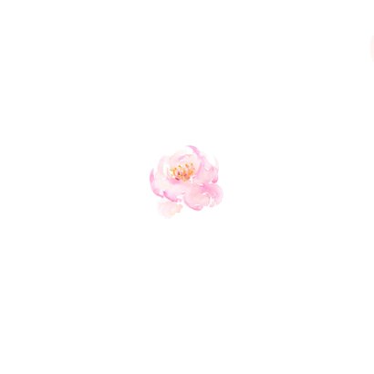 Trouwkaart rozenrand in pastel op wit Achterkant