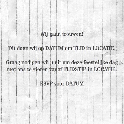 Trouwkaart rustiek hout en steen 3