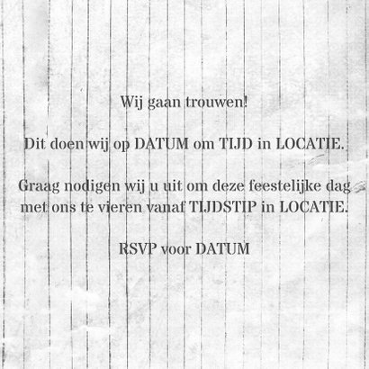 Trouwkaart rustiek hout en steen 3