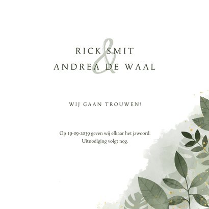 Trouwkaart save the date botanisch met waterverf 3