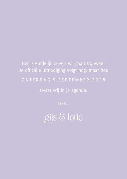 Trouwkaart save the date color blocking grappige tekst 3