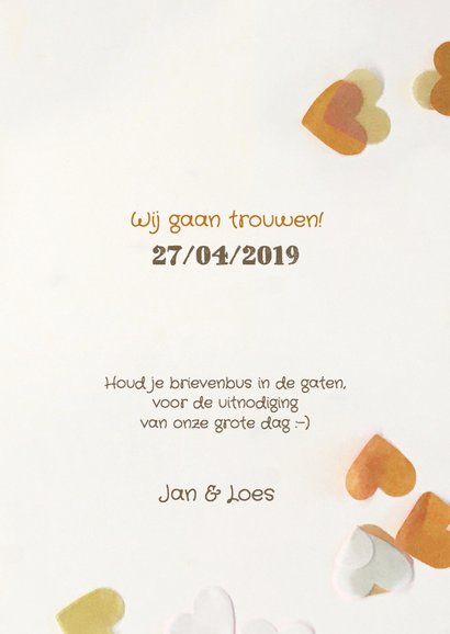 Trouwkaart save the date golden 3