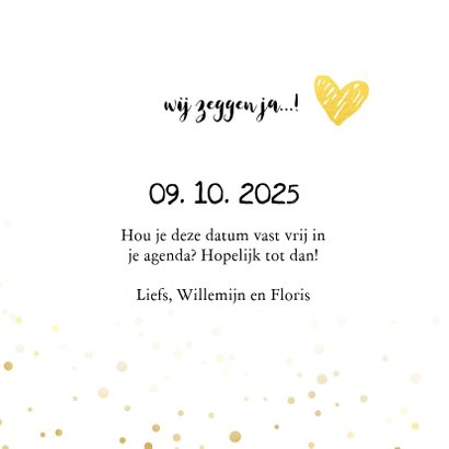 Trouwkaart save the date goud met foto 3