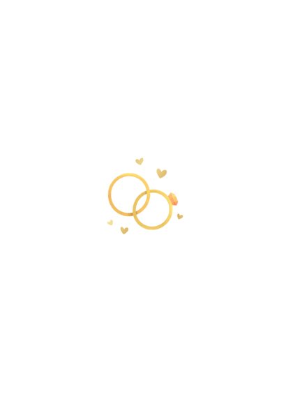 Trouwkaart save the date grappig cartoon humor hartjes goud Achterkant