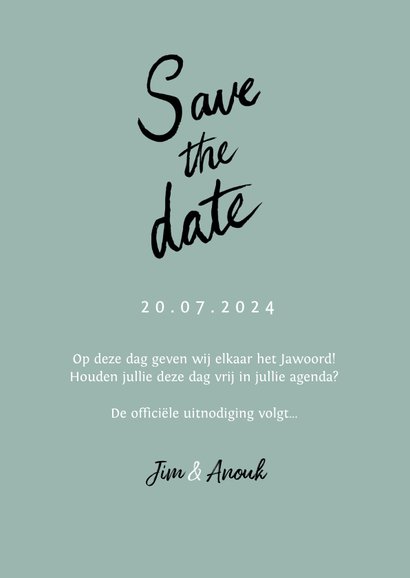 Trouwkaart save the date hip kalender hartjes 3