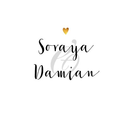 Trouwkaart save the date in bohemian stijl met gouden hartje 2