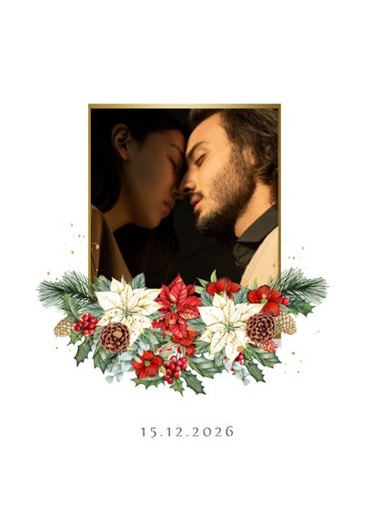 Trouwkaart save the date kerstster met kersttakken 2