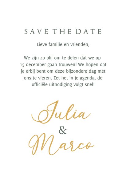 Trouwkaart save the date kerstster met kersttakken 3