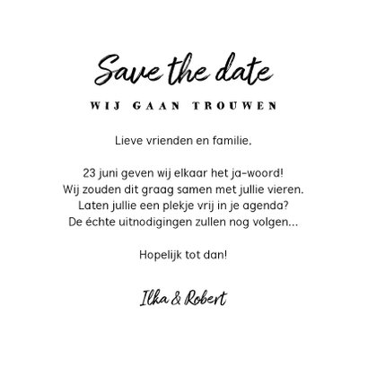 Trouwkaart save the date kraft label vintage 3