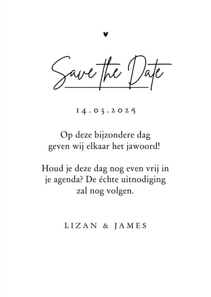 Trouwkaart save the date lijntekening pastel hartjes 3