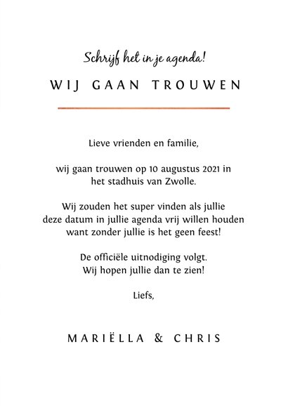 Trouwkaart save the date marmerlook met rosé goud letters 3