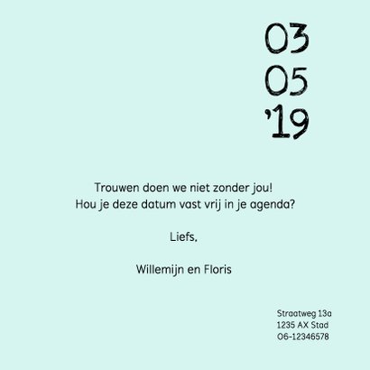 Trouwkaart save the date met foto zwart/wit 3