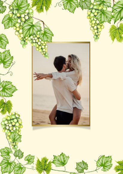 Trouwkaart save the date met groene druiven  2