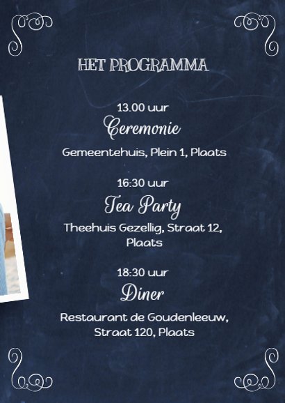 Trouwkaart Schoolbord Hip 3