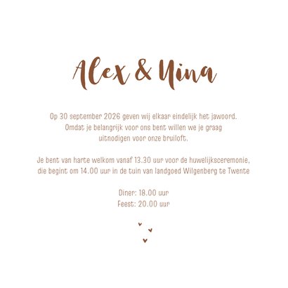 Trouwkaart silhouet bruid trekt bruidegom met stropdas 3