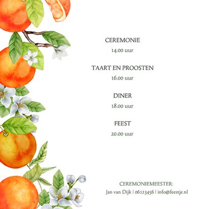 Trouwkaart sinaasappels bloesem 2