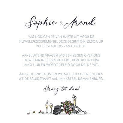 Trouwkaart sportwagen wit 3