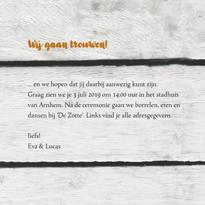 Trouwkaart stempel hout print 3