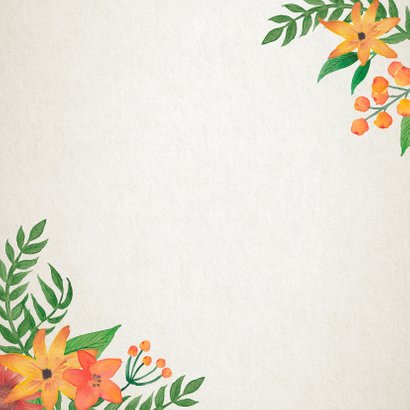 Trouwkaart Stijlvol bloemen retro Achterkant