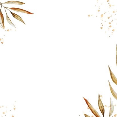 Trouwkaart stijlvol Bohemian gedroogd takje goud Achterkant