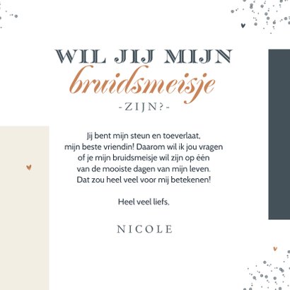 Trouwkaart stijlvol modern grafisch getuige bruidsmeisje 3