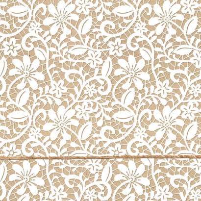 Trouwkaart stijlvol vintage kraft kant bloemenpatroon touw Achterkant