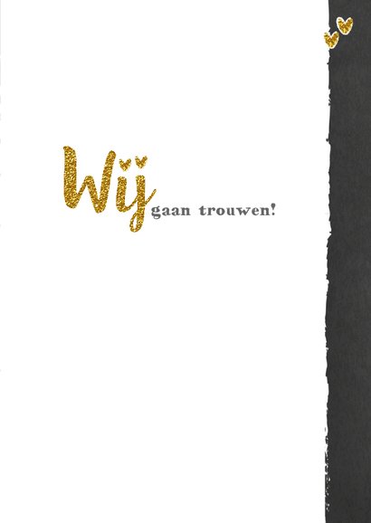 Trouwkaart stoer en lief goud 3