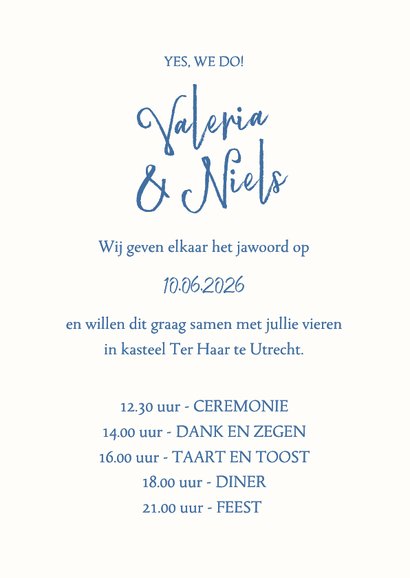 Trouwkaart strepen en illustraties 3