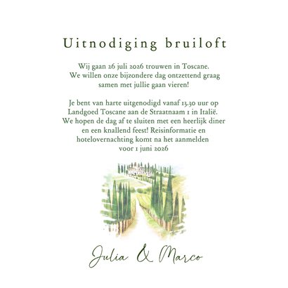 Trouwkaart Toscane landschap  3