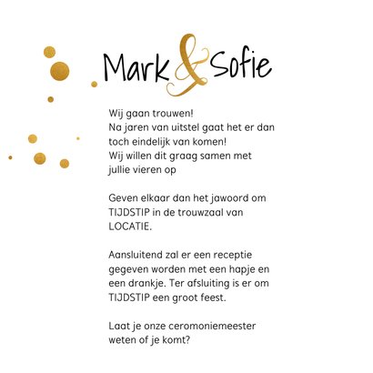 Trouwkaart trouwen stijlvol goudlook 3