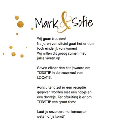 Trouwkaart trouwen stijlvol goudlook 3