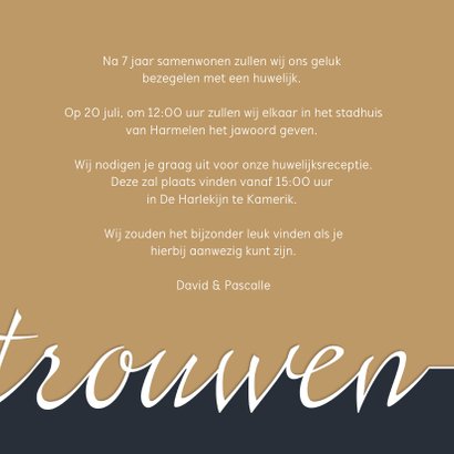 Trouwkaart Typografie en foto 3