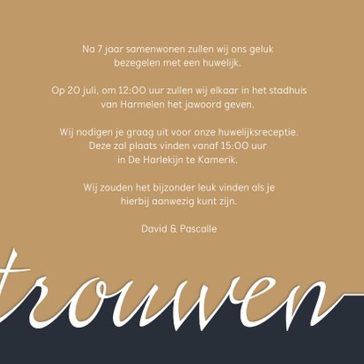 Trouwkaart Typografie en foto 3