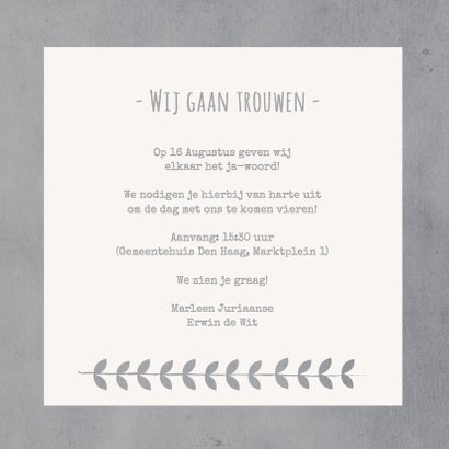 Trouwkaart Uitnodiging Koren gr 3