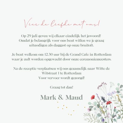 Trouwkaart veldbloemen in mooie kleuren 3