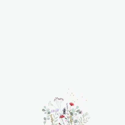 Trouwkaart veldbloemen in mooie kleuren Achterkant