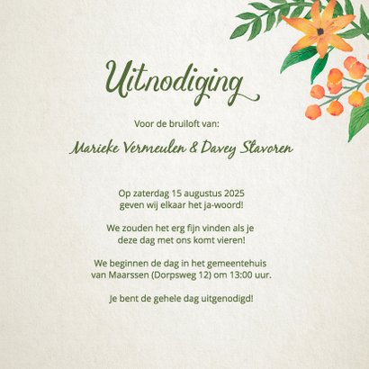 Trouwkaart vintage bloemen 3