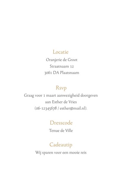 Trouwkaart voorkant scooter goud met bruidspaar 2