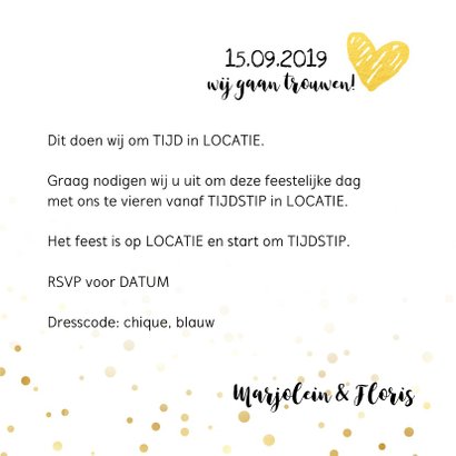 Trouwkaart wij gaan trouwen met foto goud 3