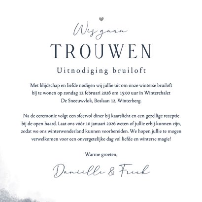 Trouwkaart winter landschap bomen sneeuw natuurlijk  3