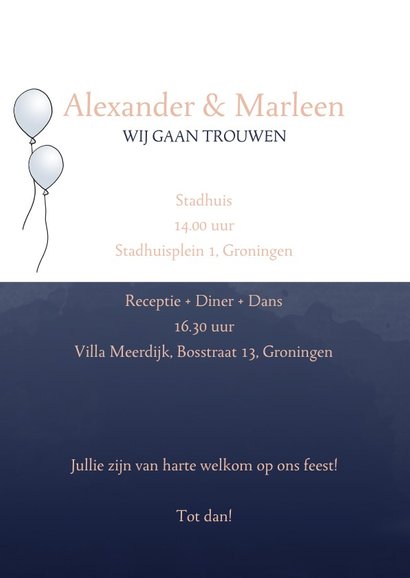 Trouwkaart wit huwelijksbootje 3