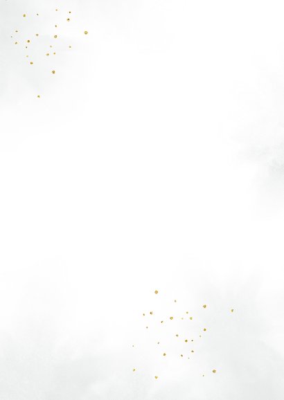 Trouwkaart witte Pioenrozen met goudlook Achterkant