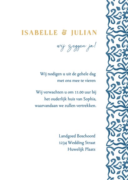 Trouwkaart zomer mediterraanse tegels en citroenen 3