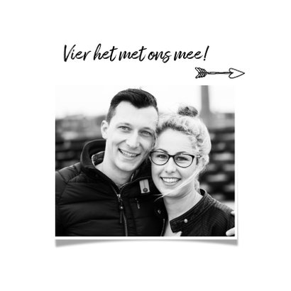 Trouwkaart zwart wit hart 2