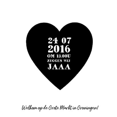 Trouwkaart zwart wit hart 3