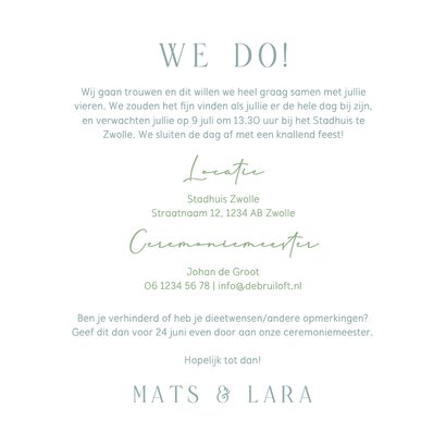 Trouwkaartje met kader van bloemen waterverf zachte kleuren 3