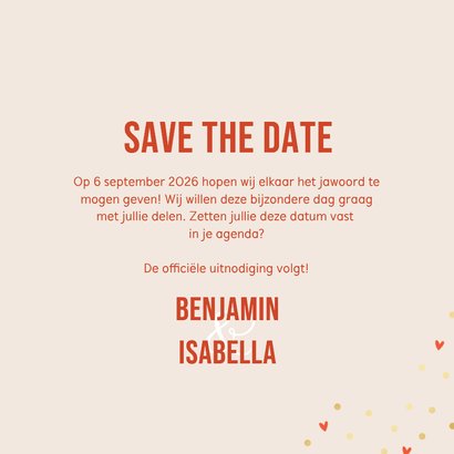 Trouwkaartje save the date roze ticket foto goudfolie 3