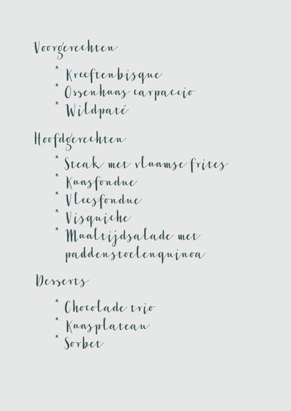 Trouwmenu bloemen aquarelstijl licht 3