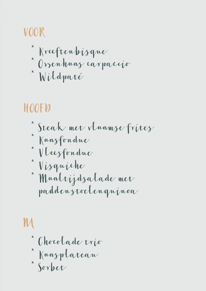 Trouwmenu bloemen schilderstijl 3