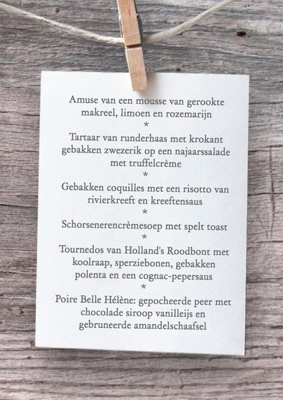 Trouwmenu met hout 3